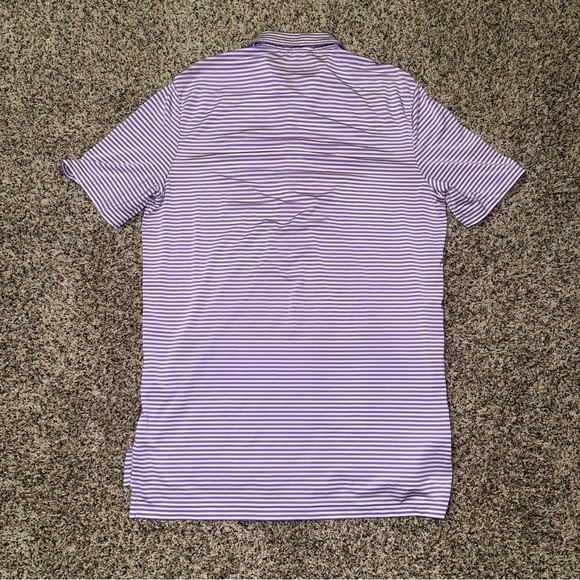 RLX Ralph Lauren Golf Shirt Polo Mens Sz Medium Purple Striped Stretch Athletic - Picture 6 of 8